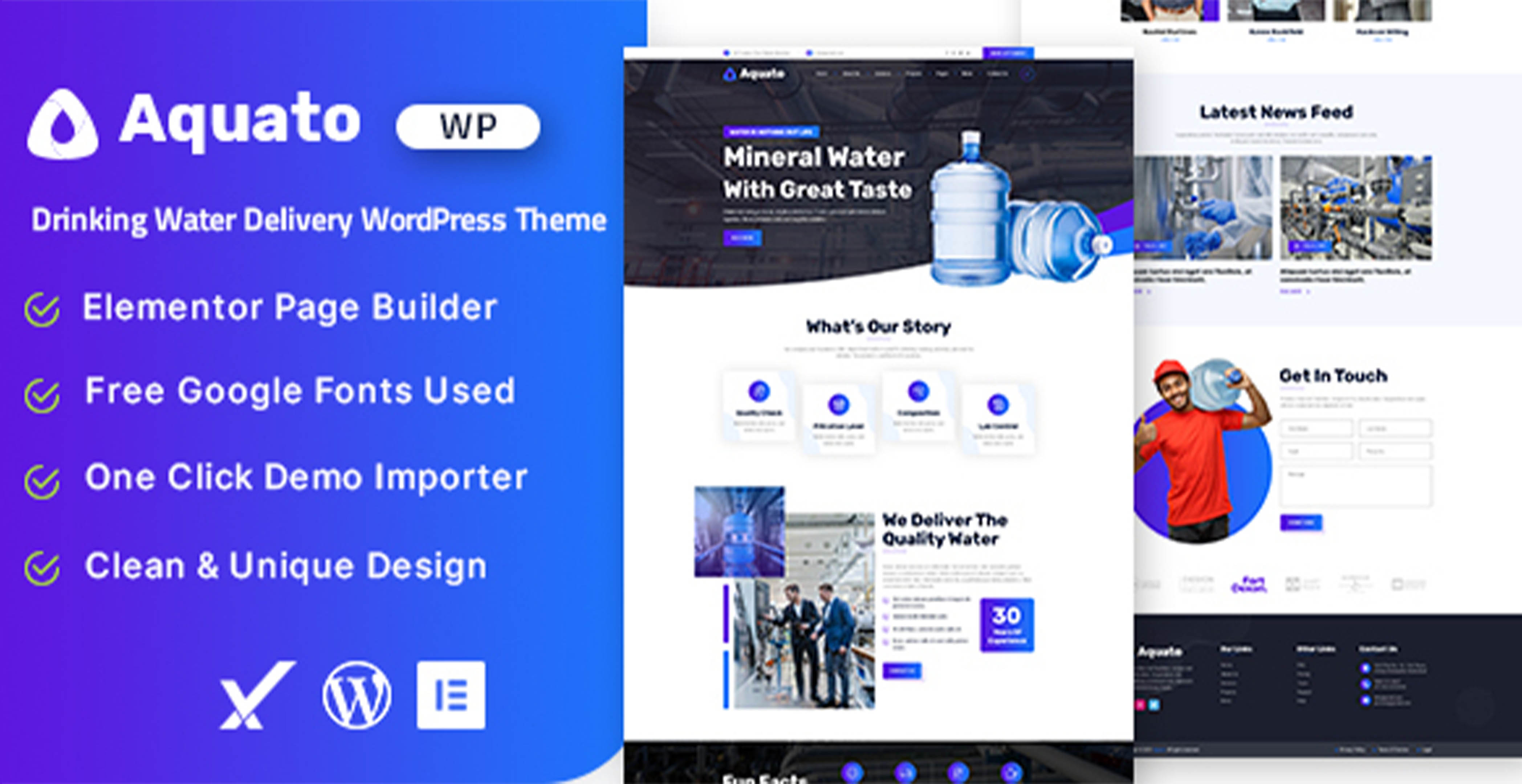 Aquato - Thème WordPress pour la livraison d’eau potable