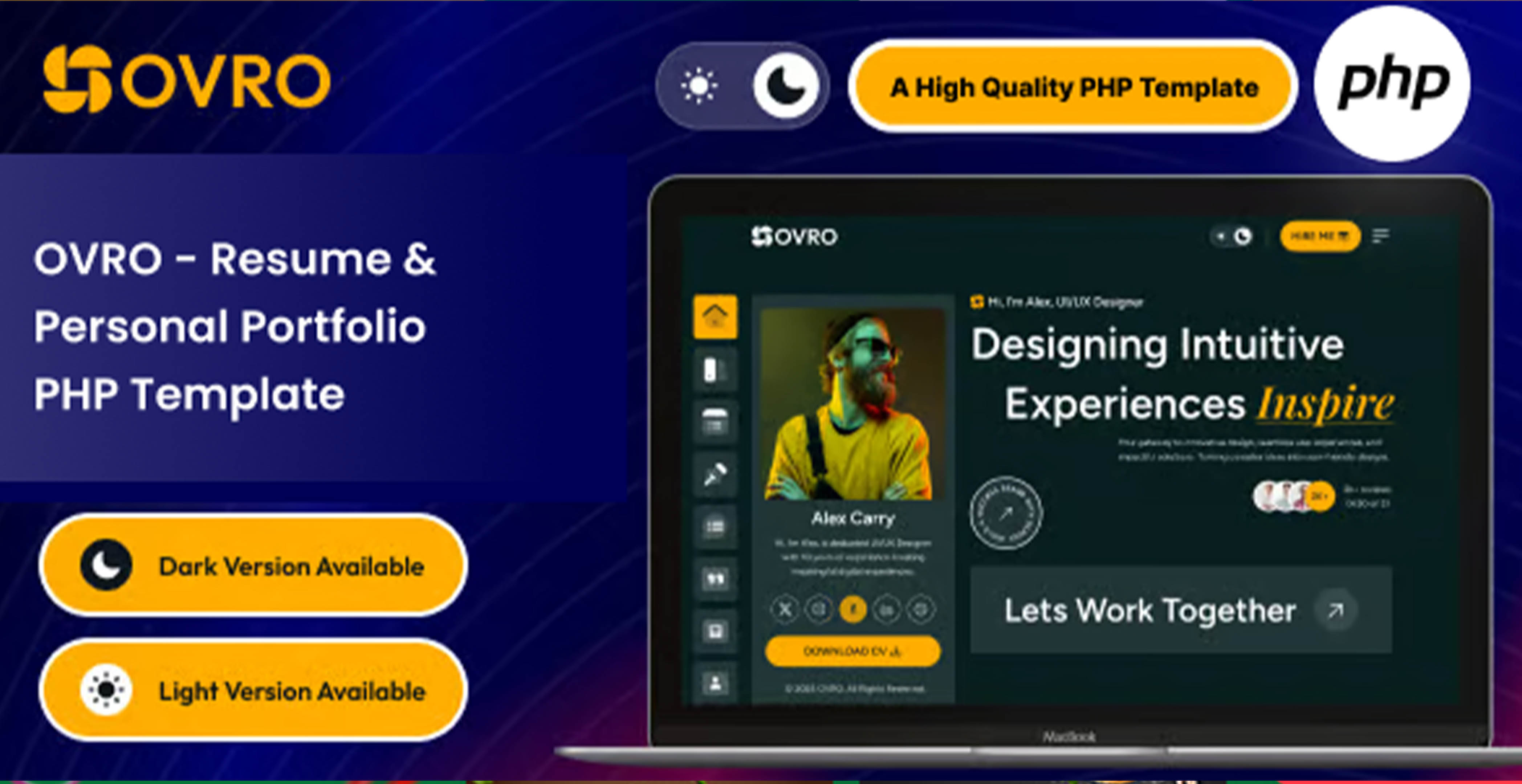 Ovro – Modèle PHP de CV et de portfolio personnel