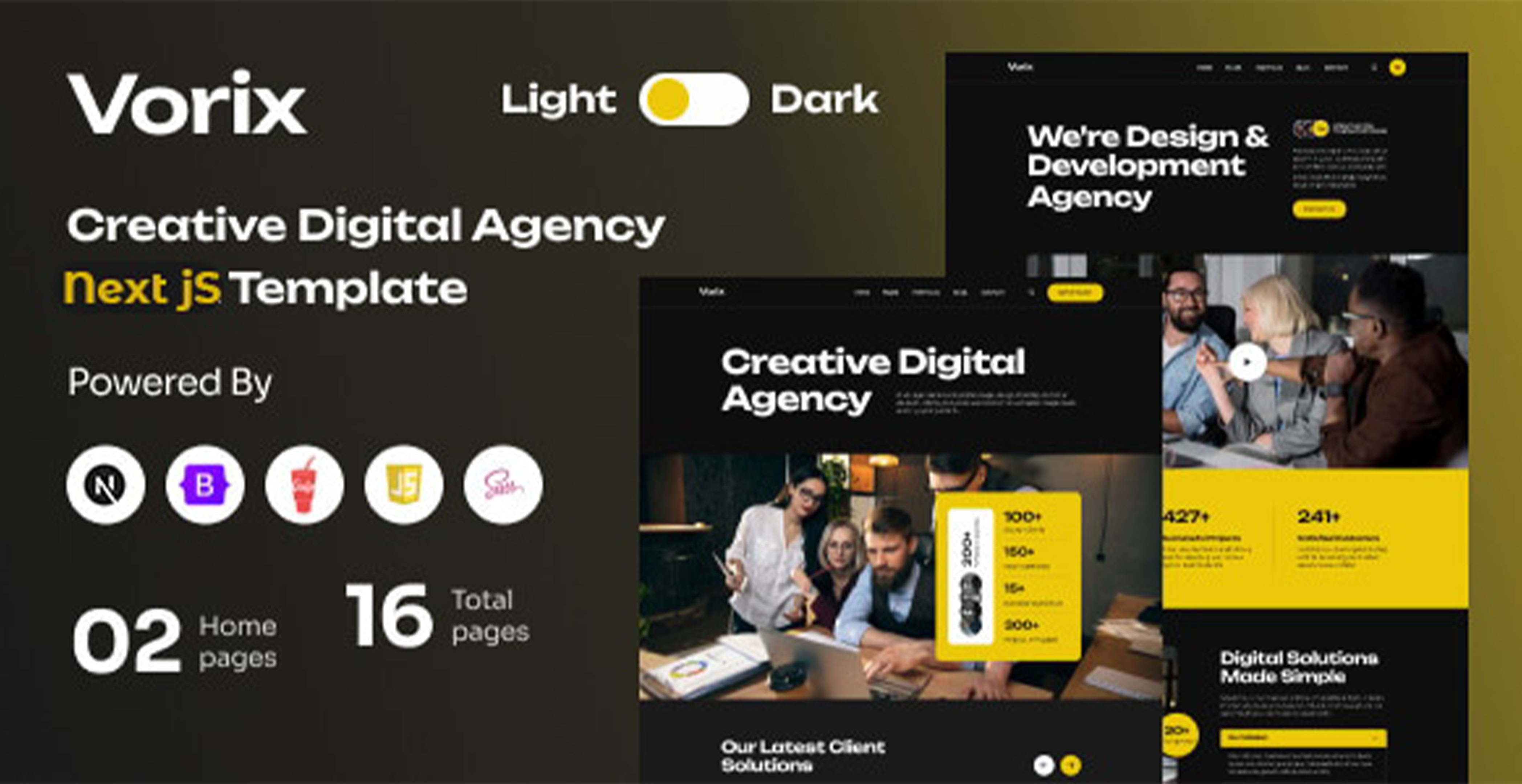 Vorix - Agence numérique créative React Next JS Modèle
