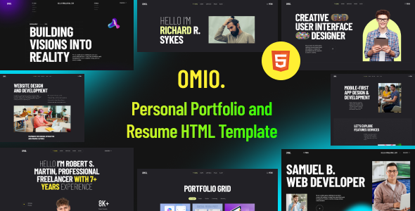 Omio - Modèle HTML de portfolio personnel moderne