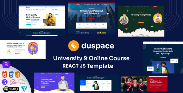Eduspace - React JS Education, Cours en ligne, Modèle d’université