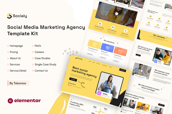 Socialy Kit de modèles Elementor pour agence de marketing sur les réseaux sociaux