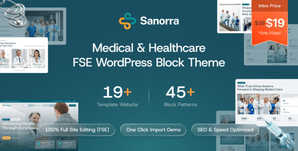 Sanorra Thème WordPress de blocs médicaux et de santé FSE