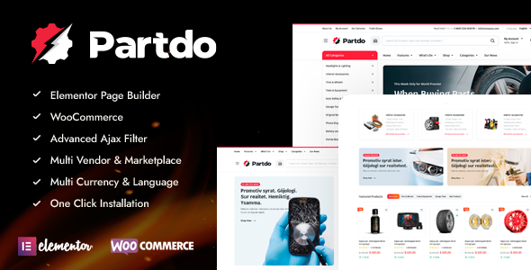 Partdo Thème WooCommerce pour boutique de pièces et d'outils automobiles