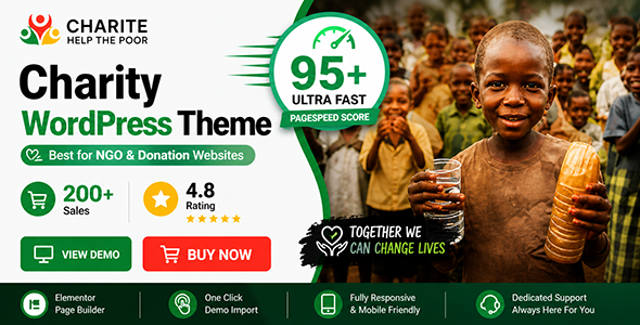 Charite Thème WordPress pour associations caritatives et dons