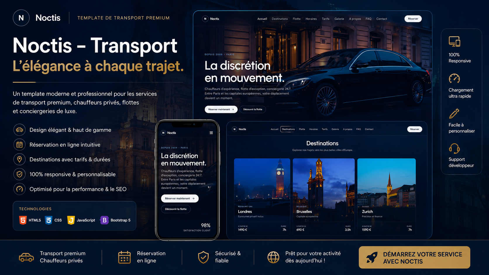 Template Noctis – Site Web Premium de Transport et Chauffeur Privé
